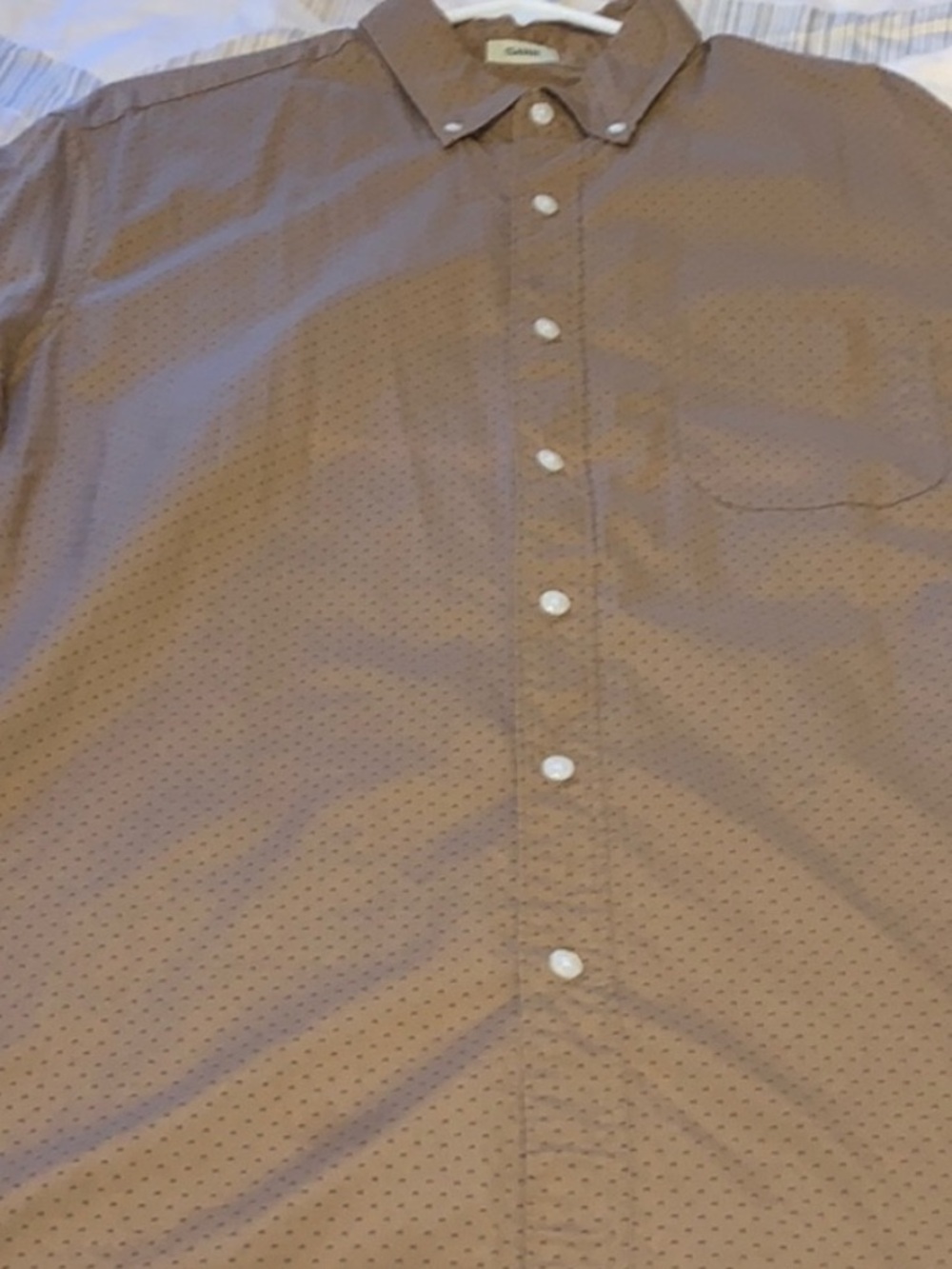 J. Crew Men's Tan Button-Down Shirt with Microdot Print